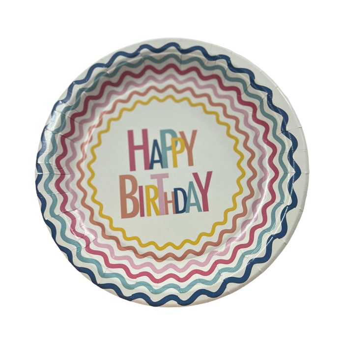 Renkli Happy Birthday Karton Tabak