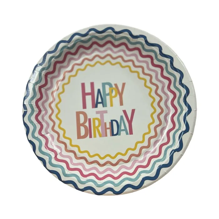 Renkli Happy Birthday Karton Tabak