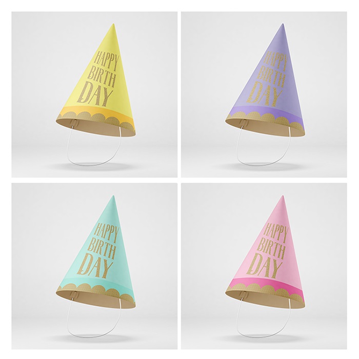 Happy Birthday Makaron Renkler Karton Şapka