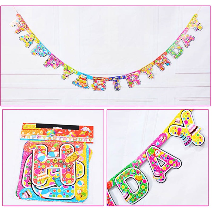 Renkli Happy Birthday Yazı Banner