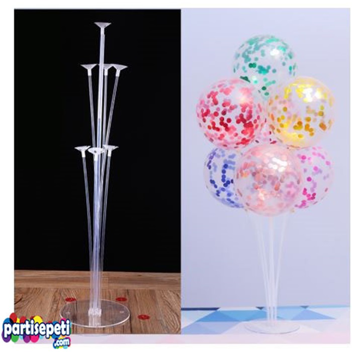 Renkli Konfetili Şeffaf Balon Standı