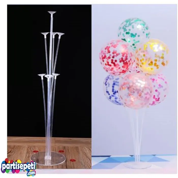 Renkli Konfetili Şeffaf Balon Standı