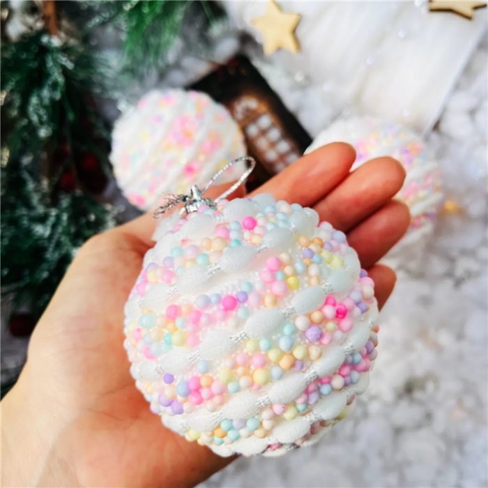 Renkli Pıtırcıklı Yılbaşı Ağacı Top Süs