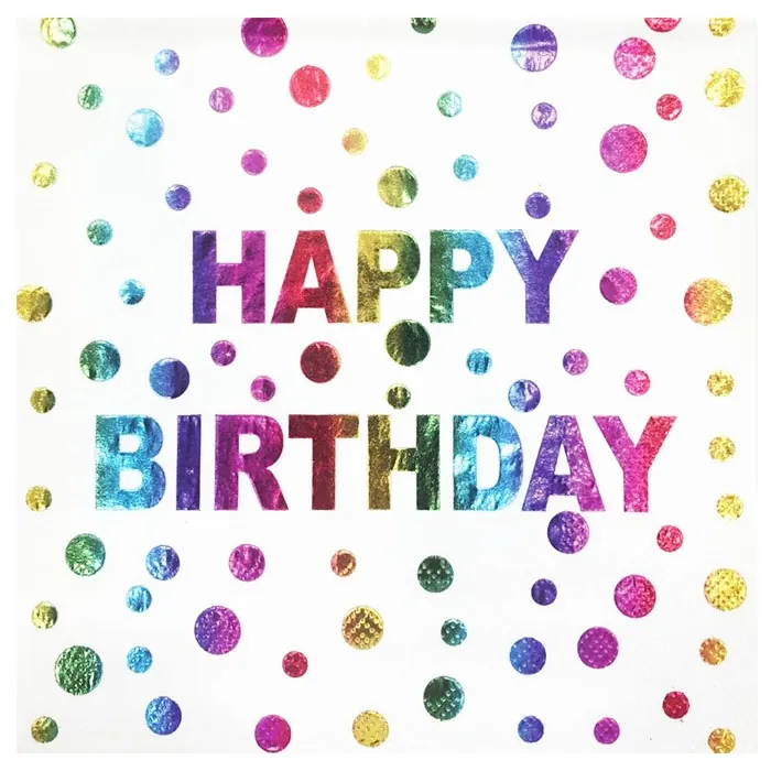 Renkli Varak Baskılı Happy Birthday Peçete