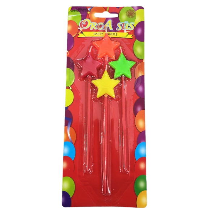 Renkli Yıldız Çubuk Pasta Mumu