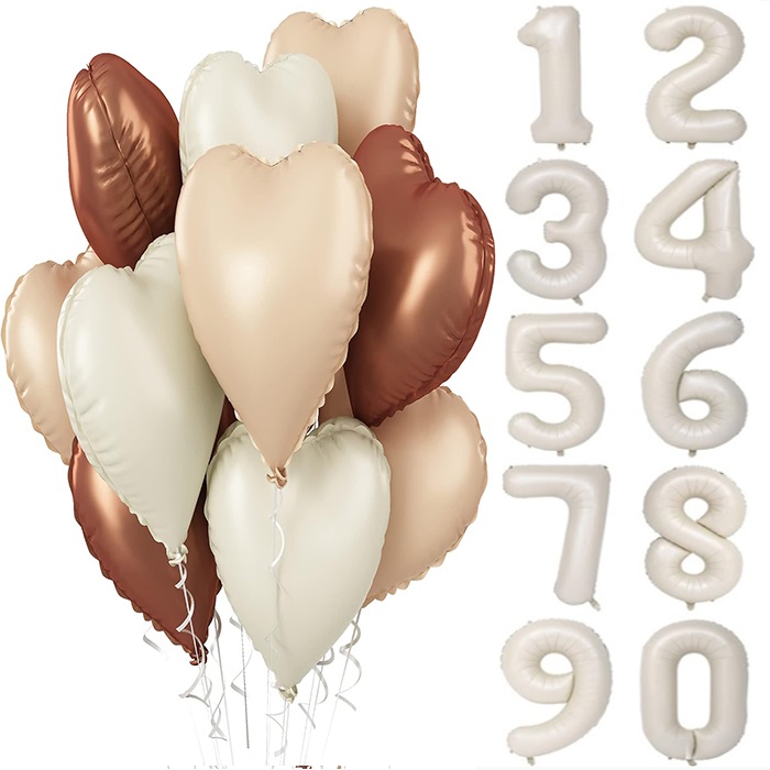 Retro Renkler Kalp Rakam Balon Seti