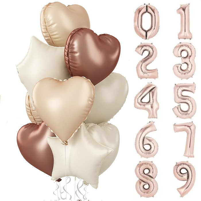 Retro Renkler Kalp Yıldız Rakam Balon Seti