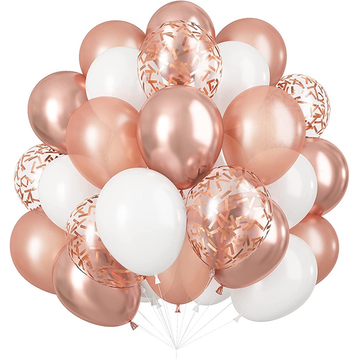 Rose Gold Konfetili Balon Seti