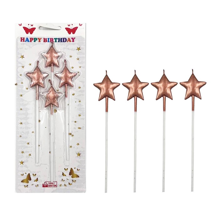 Rose Renkli Yıldız Çubuk Mum