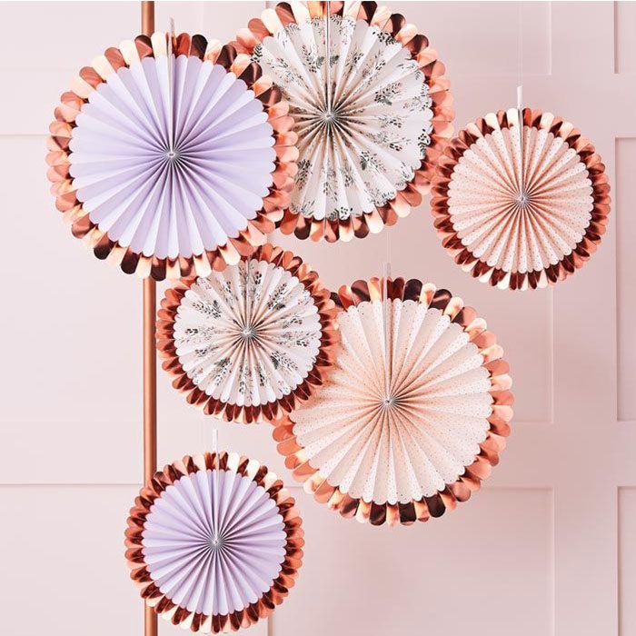 Ginger Ray Rose Gold Renkli Yelpaze Süs Seti