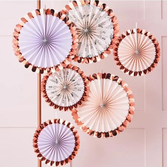 Ginger Ray Rose Gold Renkli Yelpaze Süs Seti