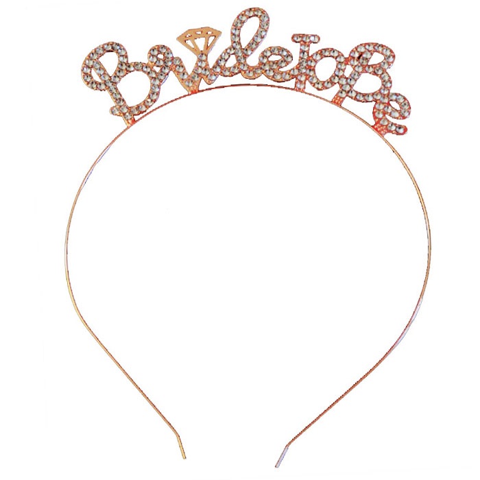 Rose Renkli Taşlı Bride To Be Taç
