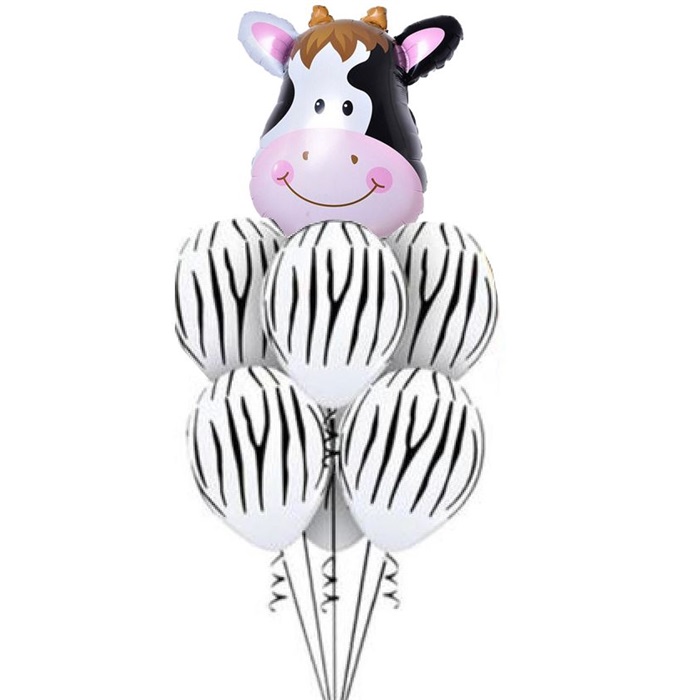 Safari Beyaz Zebralı İnek Balon Seti