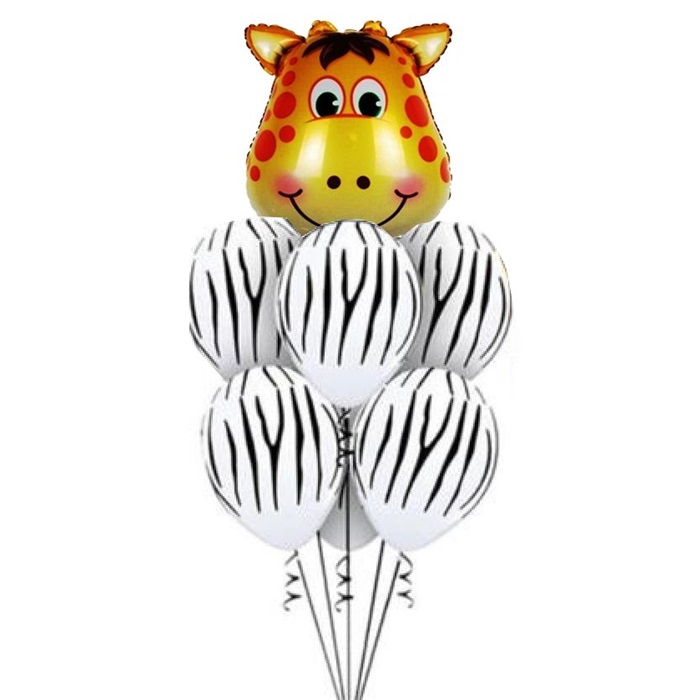 Safari Beyaz Zebralı Zürefa Balon Seti
