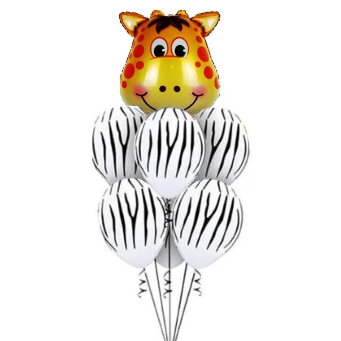 Safari Beyaz Zebralı Zürefa Balon Seti