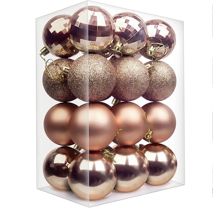 Şampanya Renkli Yılbaşı Ağaç Top Süs