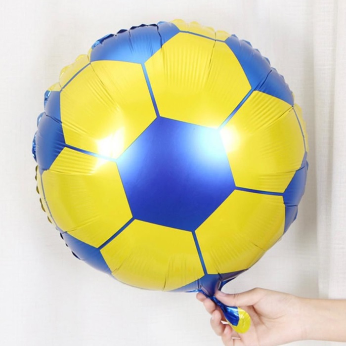 Sarı Lacivert Futbol Topu Folyo Balon