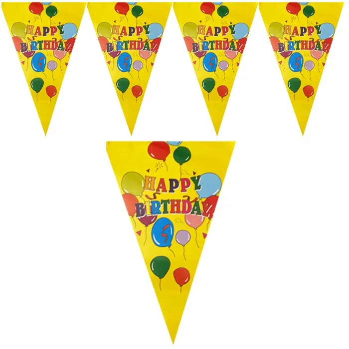 Sarı Renkli Happy Birthday Bayrak Flama