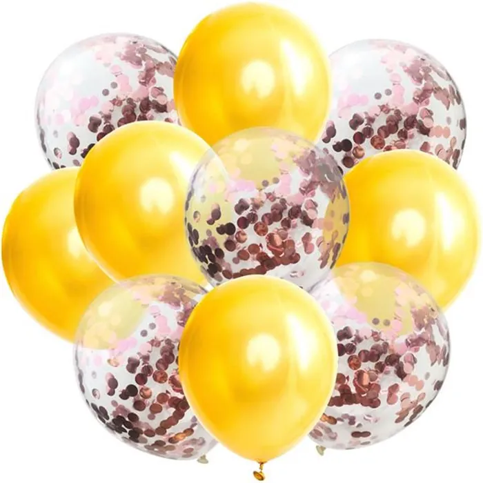 Metalik Sarı Rose Konfetili Balon