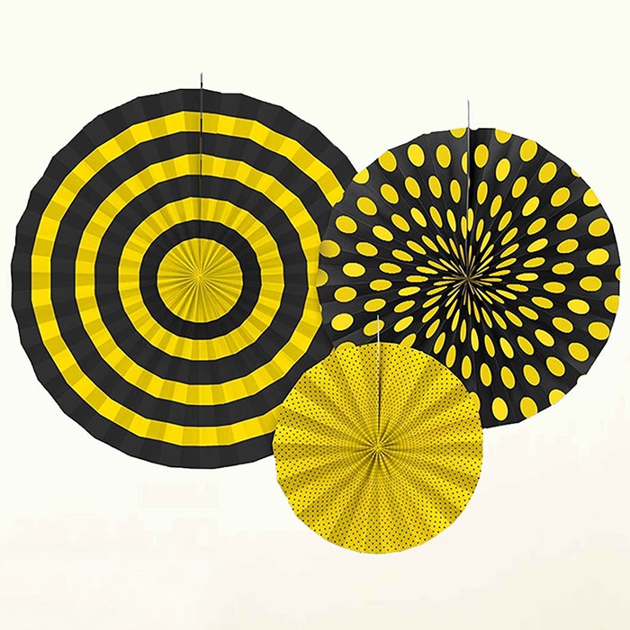 Sarı Siyah Puanlı Yelpaze Süs