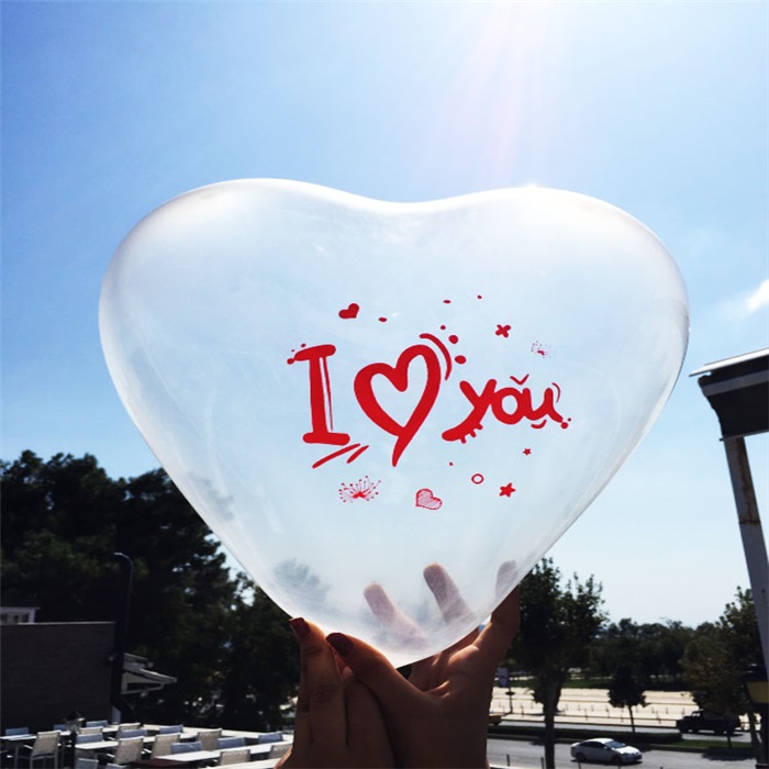 Şeffaf I Love You Kalp Baskılı Balon