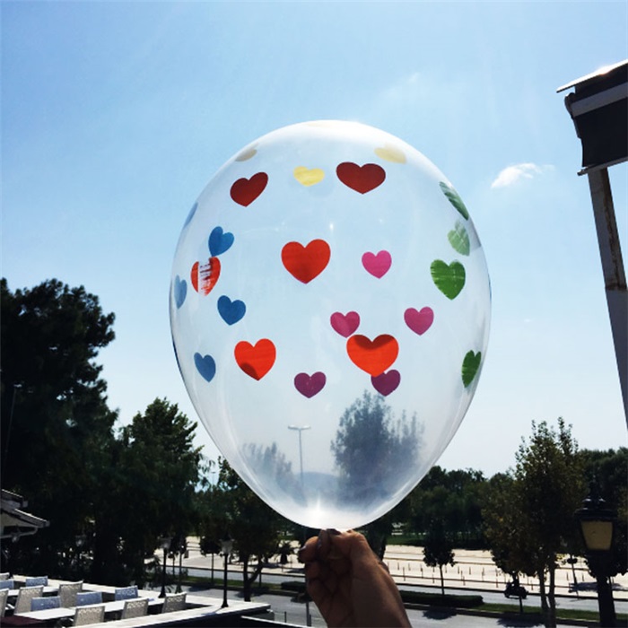 Şeffaf Renkli Kalp Balon