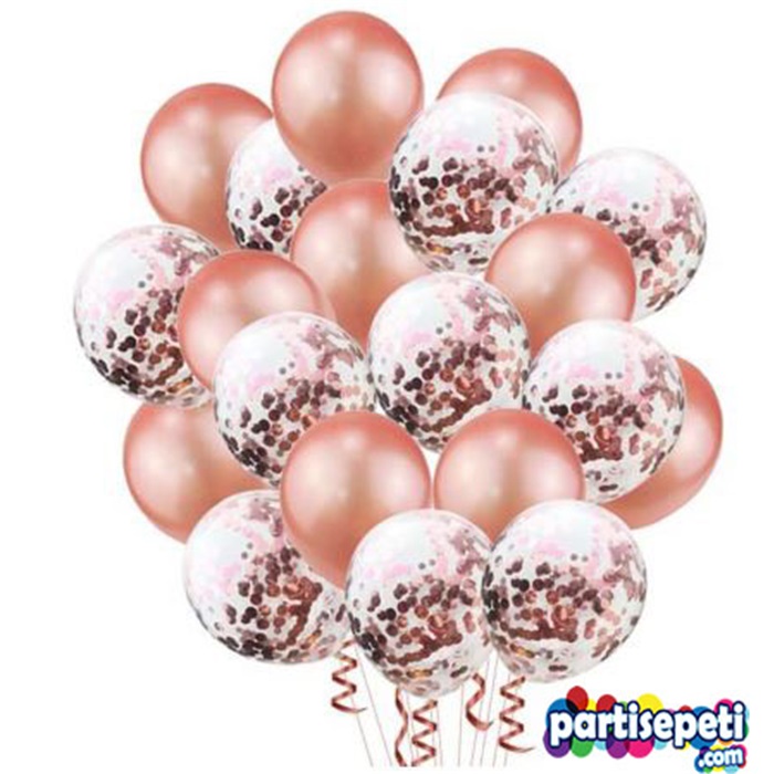 Şeffaf Rose Konfetili Balon Seti
