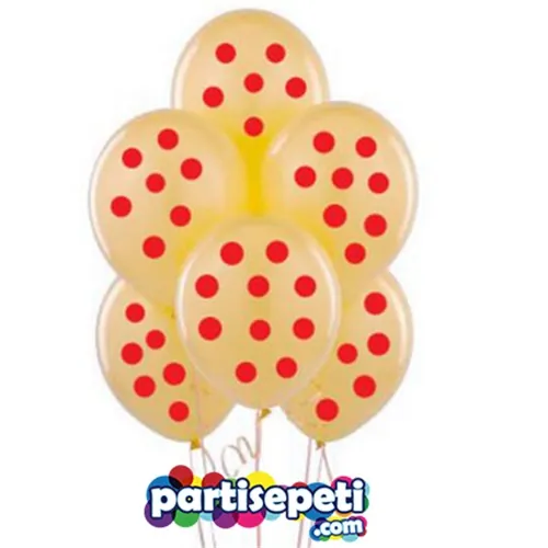 Şeffaf Üzeri Kırmızı Puanlı Balon