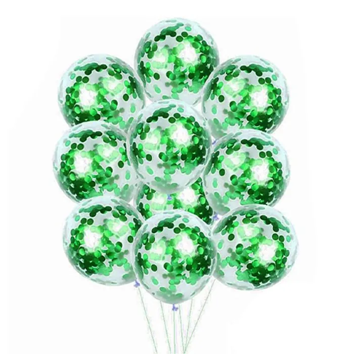 Şeffaf Yeşil Renkli Konfetili Balon