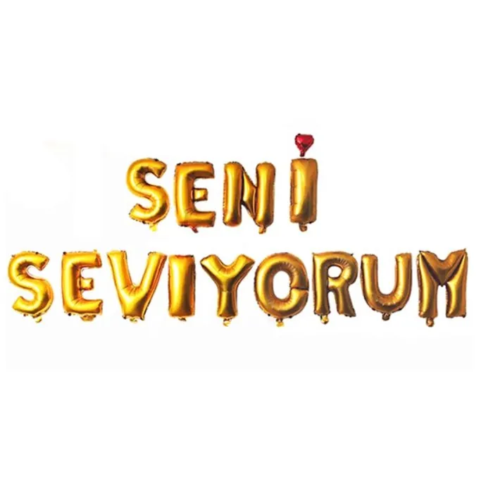 Seni Seviyorum Folyo Balon Kırmızı Gold