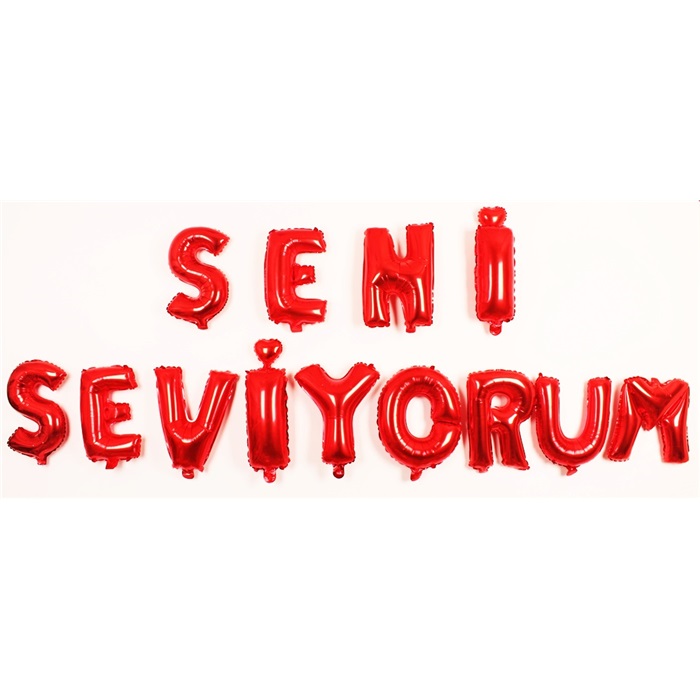 Seni Seviyorum Folyo Balon Kırmızı Renkli
