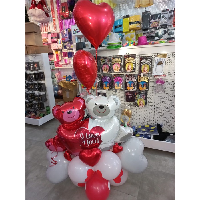 Sevgililer Günü Ayıcıklı Balon Buket Aranjman
