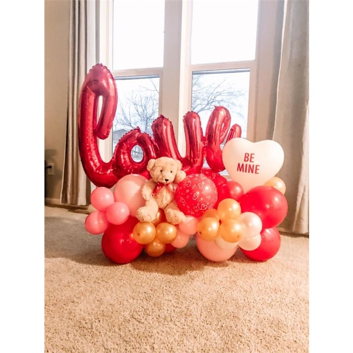 Sevgililer Günü Sürpriz Ayıcıklı Balon Buket Aranjman