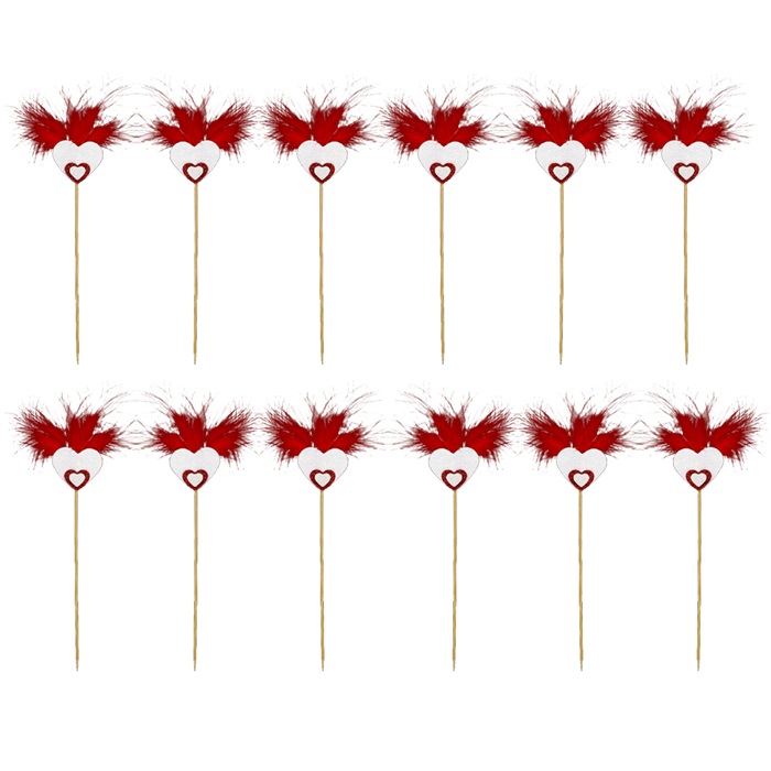 Sevgililer Günü Tüy Detaylı Kürdan Süs