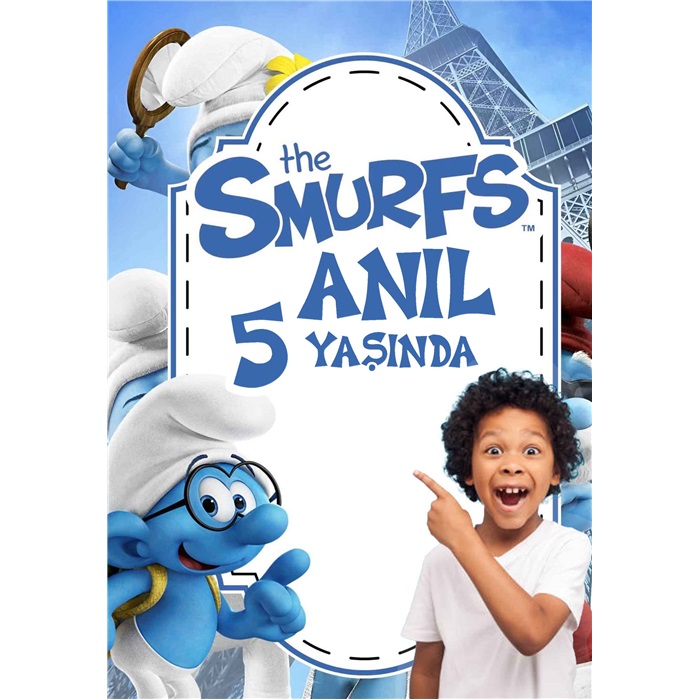 Şirinler Temalı Kişiye Özel Ayaklı Karşılama Panosu