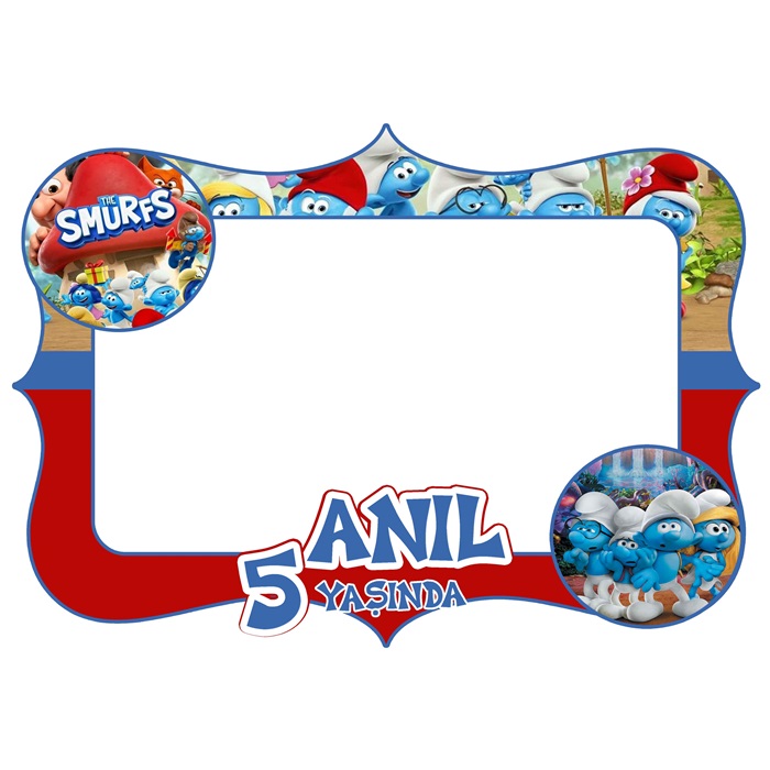 Şirinler Temalı Kişiye Özel Hatıra Çerçevesi