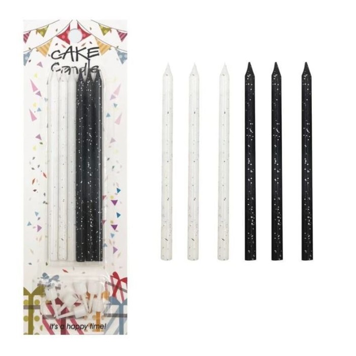 Siyah Beyaz Çubuk Pasta Mumu