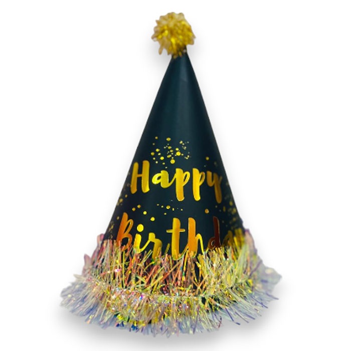 Siyah Gold Happy Birthday Parti Şapka