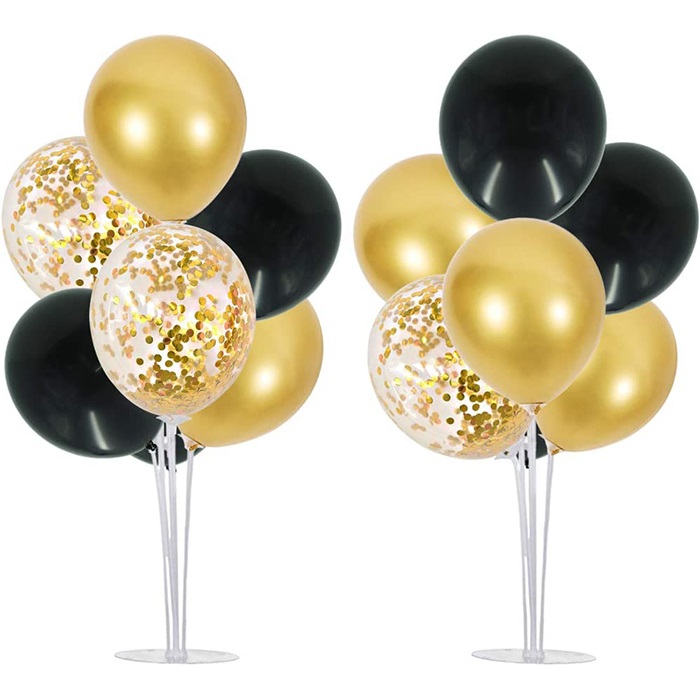 Siyah Gold Konfetili Balon Standı