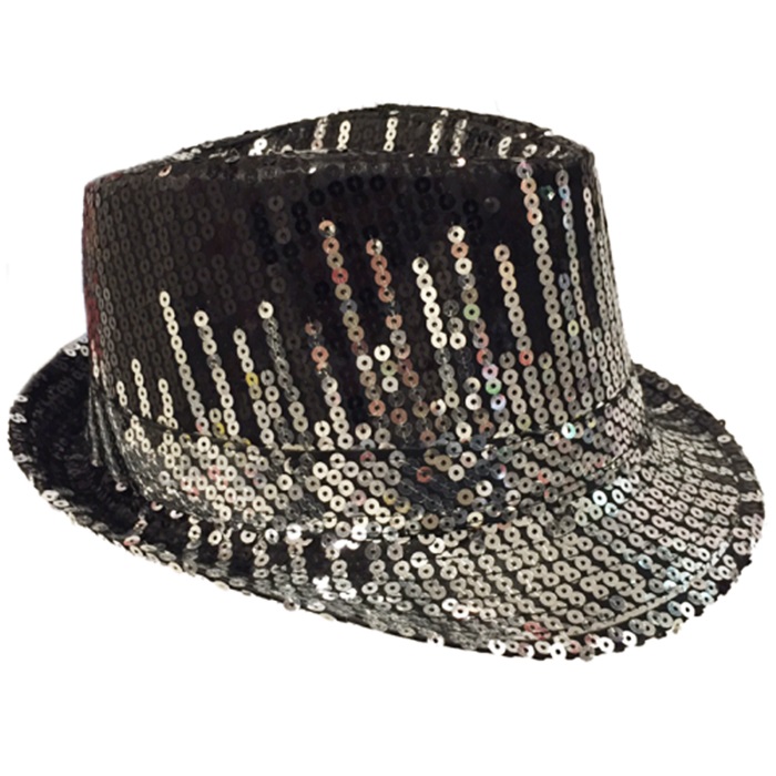 Siyah Gümüş Pullu Parti Şapka