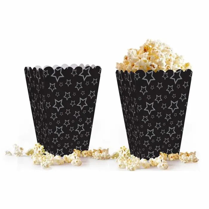 Siyah Gümüş Yıldızlı Popcorn Kutusu