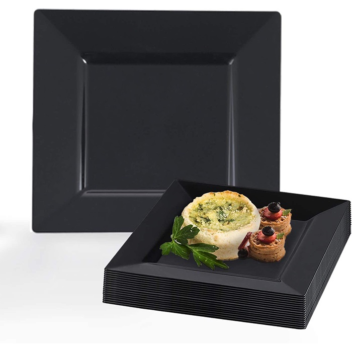 Siyah Kalın Mika Kare Tabak