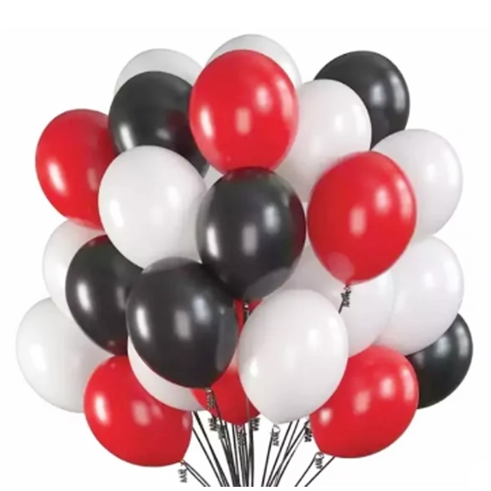 Siyah Kırmızı Beyaz Renkli Balon