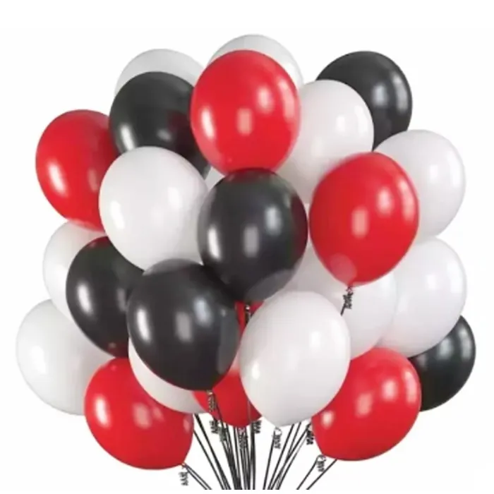 Siyah Kırmızı Beyaz Renkli Balon