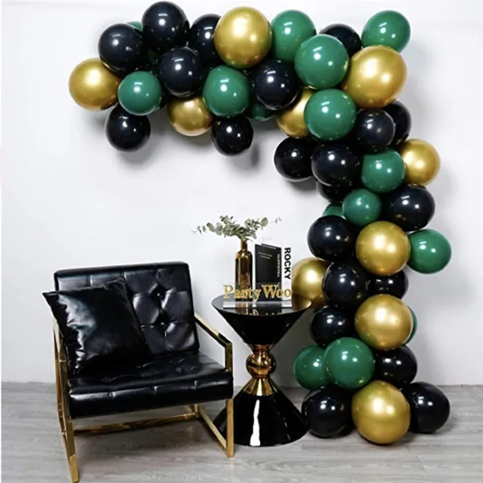 Zincir Balon Seti Gold Siyah Yeşil Renkli