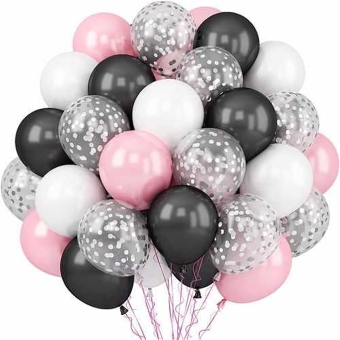 Siyah Pembe Beyaz Renkli Uçan Balon