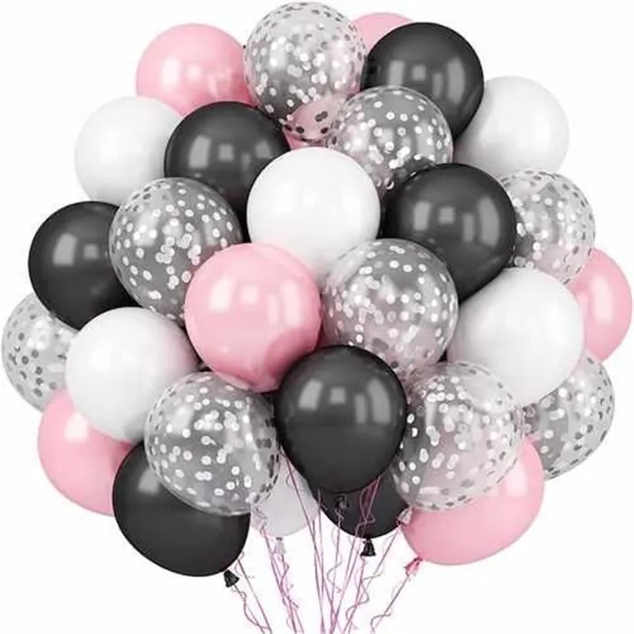 Siyah Pembe Beyaz Renkli Uçan Balon