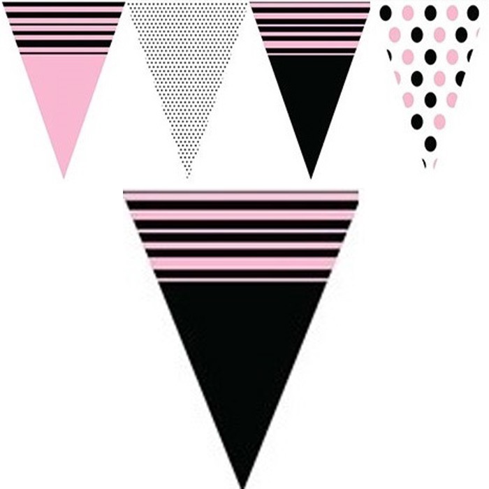 Siyah Pembe Renkli Bayrak Flama