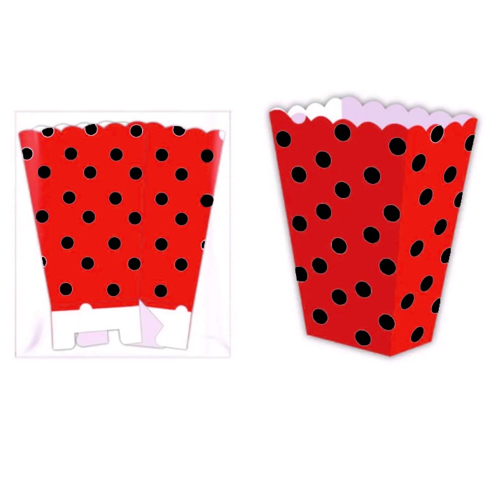 Kırmızı Siyah Puanlı Popcorn Kutusu