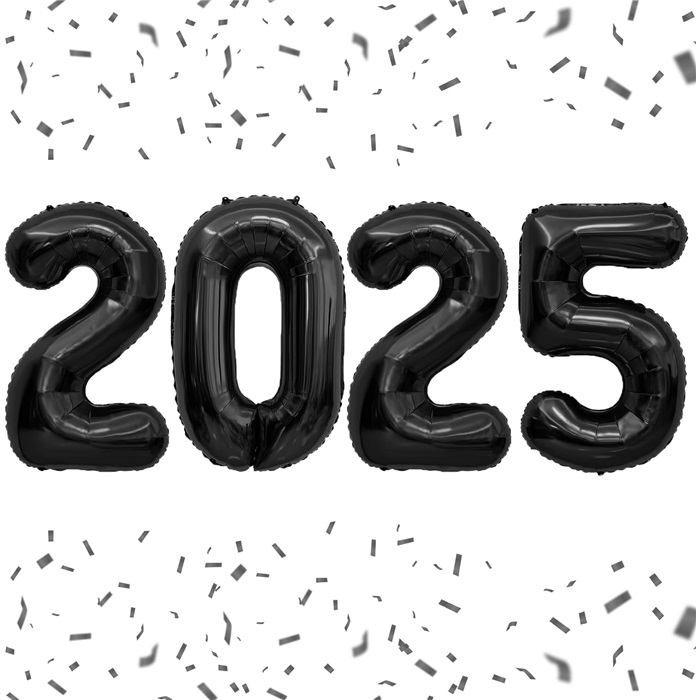 Siyah Renkli 2025 Rakam Folyo Balon